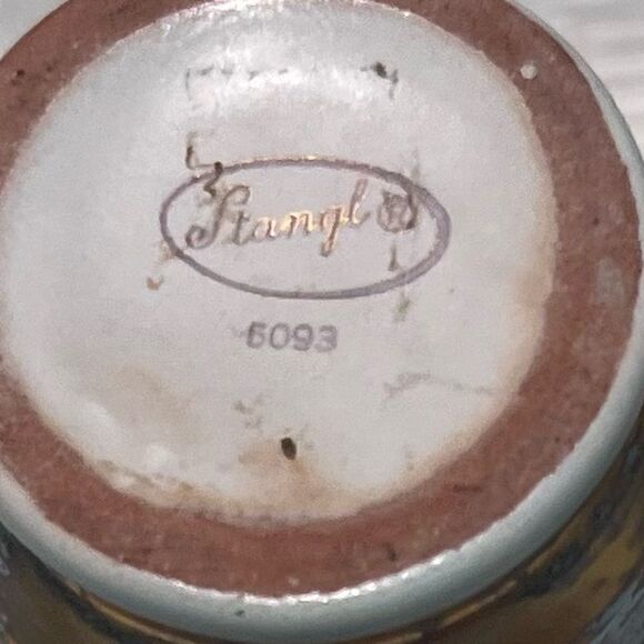 Stangl Vases (2) Turquoise Antique Gold Hand Painted Vintage - Picture 6 of 11